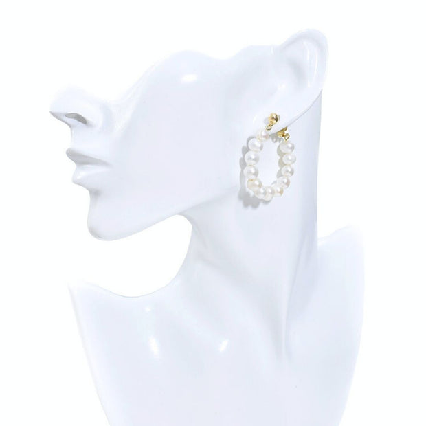 Freshwater Pearl Hoop 18K Gold Plated Earrings