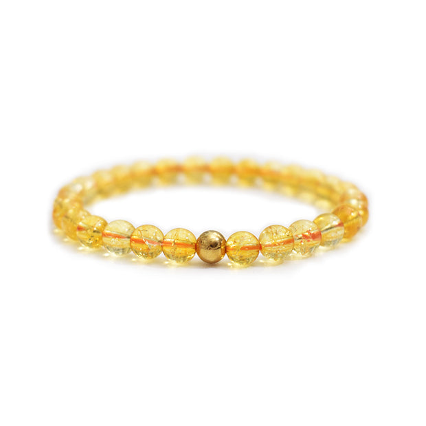 Citrine Stone Bracelet with 18K Gold Plated Bead