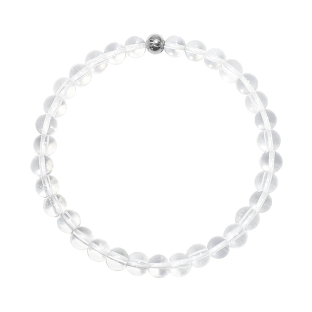 Clear Quartz Stone Bracelet with 18K Gold Plated Bead