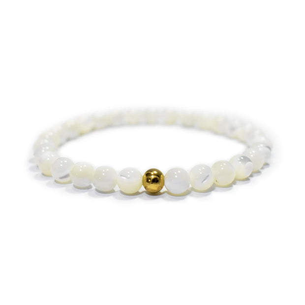 Shell Stone Bracelet with 18K Gold Plated Bead