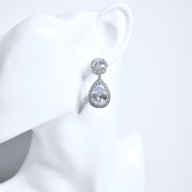 Audrey Silver Drop Bridal Earrings