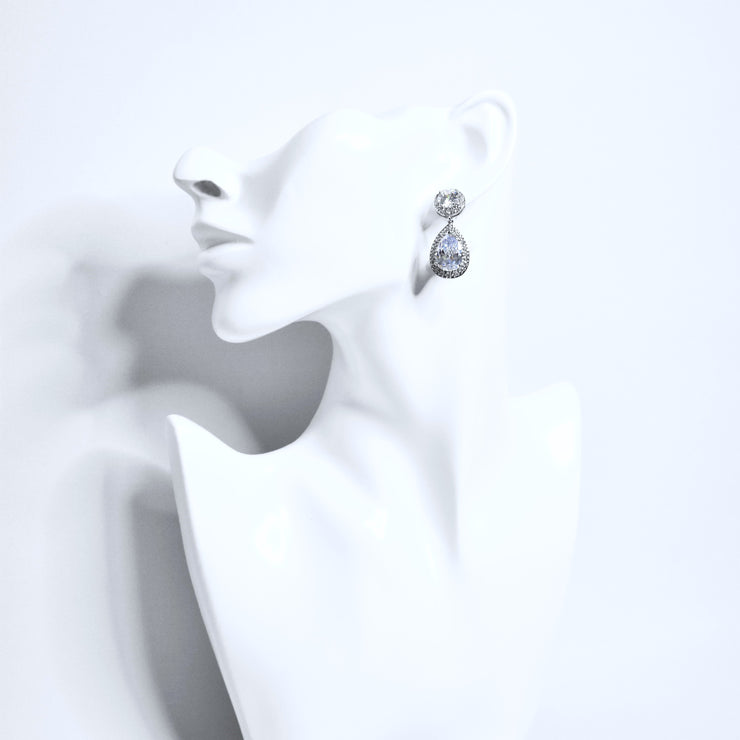 Audrey Silver Drop Bridal Earrings