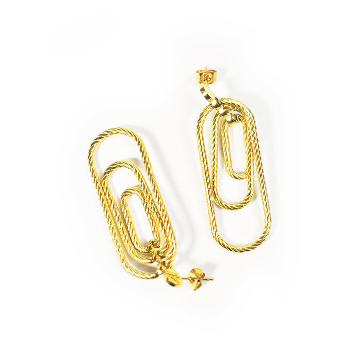 Madison 18K Gold Paperclip Drop Earrings