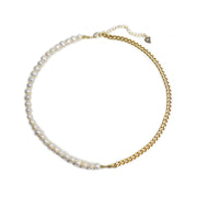 Half Pearl, Half Chain Choker Necklace