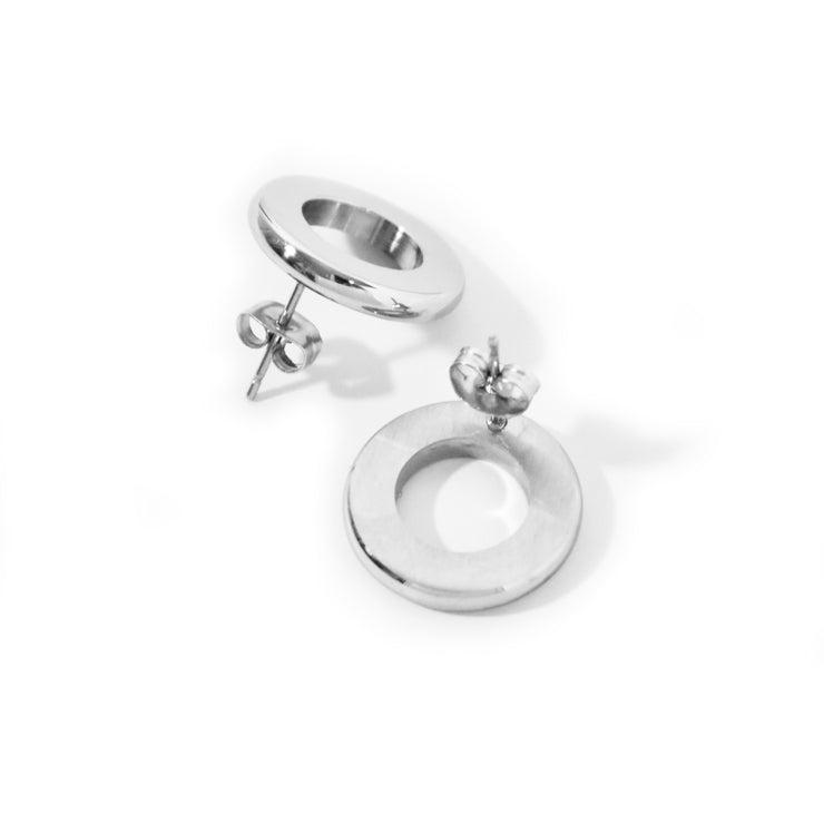 Macy Silver Circle Stud Earrings