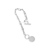 Manhattan 18K Gold Paperclip Chain Bracelet with Disc Charm